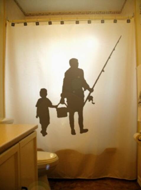 Family Fishing Shower Curtain, Father's Day Gift, Customizable Bathroom Decor - image 1