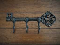 Vintage Inspired Cast Iron Key Holder Rack - Farmhouse Foyer Hook - thumbnail 1