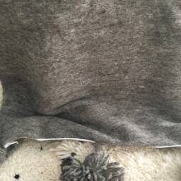 Moroccan Blanket With Pompom Loomed By Hand, Charcoal Grey, Berber Blanket, Wool Hand Woven, Handmade Bed Spread, Cover - thumbnail 2