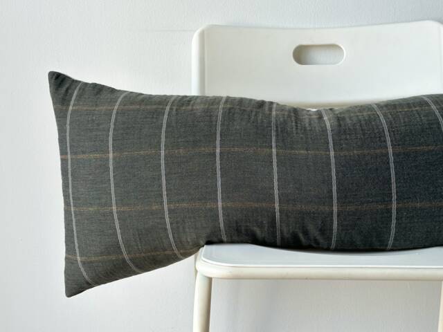 Neutral Sage Green Hand Woven Lumbar Pillow Cover - image 1
