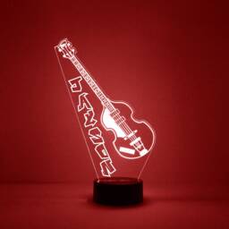 Bass Guitar Led Night Light Lamp, Personalized With Your Name Or Text, Remote Control 16 Colors, 4 Modes, Guitar, Music Theme Gift