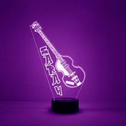 Bass Guitar Led Night Light Lamp, Personalized With Your Name Or Text, Remote Control 16 Colors, 4 Modes, Guitar, Music Theme Gift - thumbnail 4