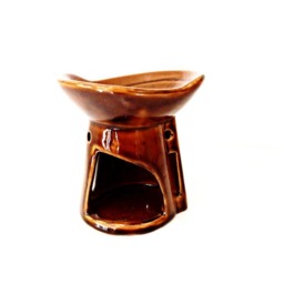 Ceramic Oil Burner Essential Diffuser Hot Brown Porcelain Room Fragrance Feng Shui Aromatherapy Candle Warmer Painted Symbol Meditation - thumbnail 2