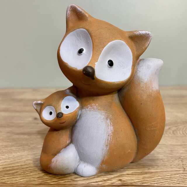 Ceramic Fox & Cub Ornament Countryside Home Decoration Animal Statue Figurine - image 1