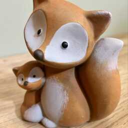 Ceramic Fox & Cub Ornament Countryside Home Decoration Animal Statue Figurine - thumbnail 3