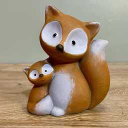 Ceramic Fox & Cub Ornament Countryside Home Decoration Animal Statue Figurine - thumbnail 2