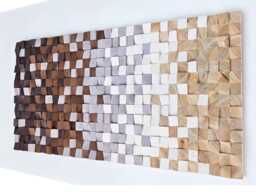 3D Wooden Wall Art Rustic Farmhouse Style - Natural Brown Shades - thumbnail 1
