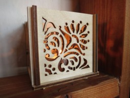 Floral Arabesque Wooden Tealight Lantern Shadow Light Candle Holder
