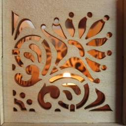 Floral Arabesque Wooden Tealight Lantern Shadow Light Candle Holder - thumbnail 3