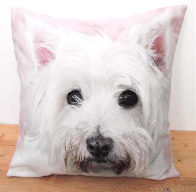 West Highland Terrier Cushion Handmade Dog Watercolor Print Pillow, Choice Of Cover Only Or + Pad - image 1