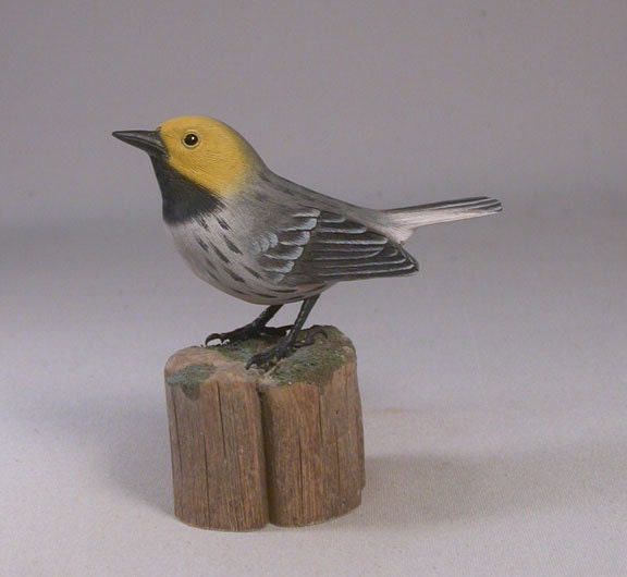 Hermit Warbler Bird Wood Carving - image 1