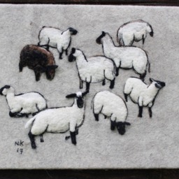 Needle Felted Sheep Wall Hanging 3D Wool Art, Home Decor - 15 X 18 In - thumbnail 3