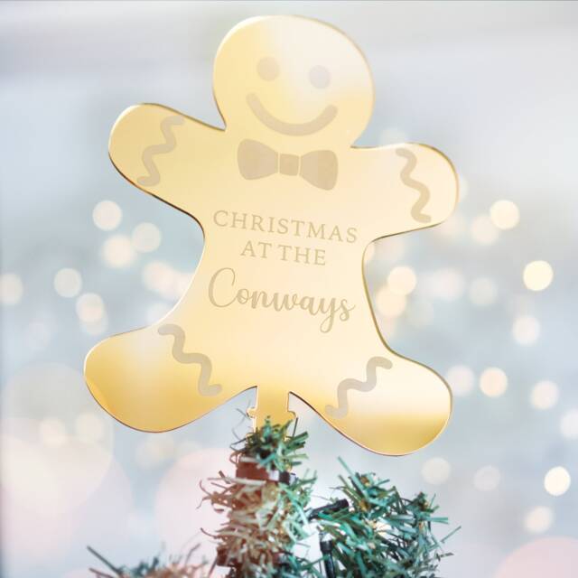 Christmas Tree Topper Gingerbread Man Decoration Personalized Family Decorations Bow For - image 1