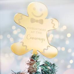 Christmas Tree Topper Gingerbread Man Decoration Personalized Family Decorations Bow For - thumbnail 1