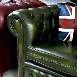 UK Union Jack Flag Leather Cushions Handmade in Italy Patchwork Leathers Pillows - thumbnail 2