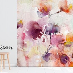 Colorful Floral Painting Removable Wallpaper, Pastel Mural, Wall Covering, Peel & Stick, Decal, Nature, Flowers #17 - thumbnail 2