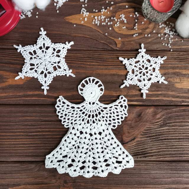 Set Of 3 Lace Ornaments For Christmas Indoor Decoration - Made To Order - image 1