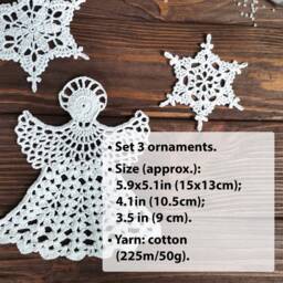 Set Of 3 Lace Ornaments For Christmas Indoor Decoration - Made To Order - thumbnail 2
