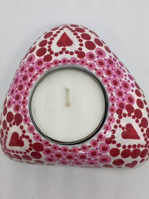 Mandalastein Tea Light Holder Red Heart Mother's Day - image 1