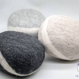 30cm Wool Felt Pouf - Stone Handmade Pillow Fair Trade 100% & Free Shipping - thumbnail 2