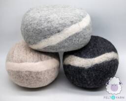 30cm Wool Felt Pouf - Stone Handmade Pillow Fair Trade 100% & Free Shipping - thumbnail 1