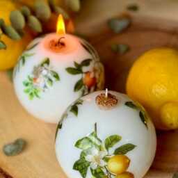 Lemon Scented Soy Beeswax Candle Italian Summer Decor - thumbnail 3