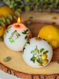 Lemon Scented Soy Beeswax Candle Italian Summer Decor - thumbnail 1