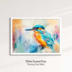 Kingfisher Bird Abstract Oil Painting Watercolor Framed Print & Canvas Large Luxury Animal Wall Art Poster Home Decor Interior Gift - thumbnail 3