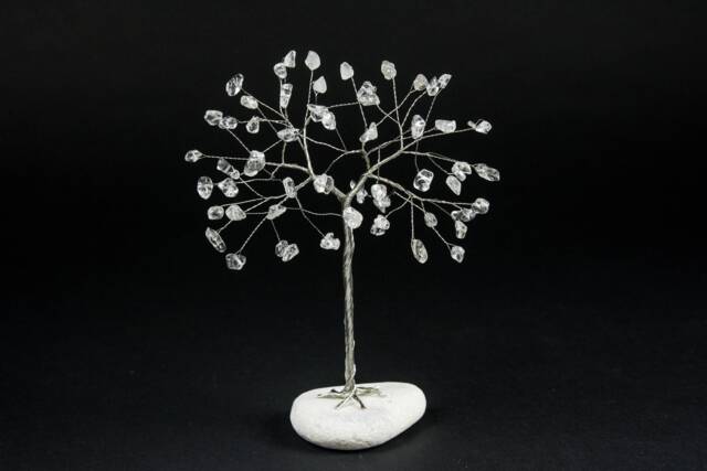 Crystal Quartz Gemstone Tree, April Birthstone Gift, 15Th Anniversary Gift For Couples - image 1