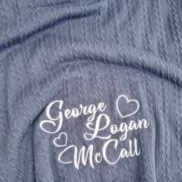 Personalized Baby Blanket, Custom Embroidered Name, Newborn Keepsake Nursery Bedding, Infant Gift, Birth Announcement Throw - thumbnail 2