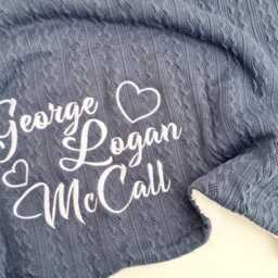 Personalized Baby Blanket, Custom Embroidered Name, Newborn Keepsake Nursery Bedding, Infant Gift, Birth Announcement Throw - thumbnail 3