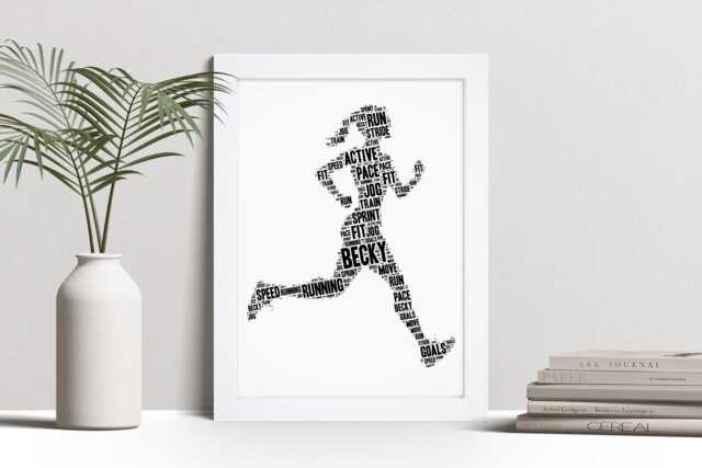 Personalised Female Runner Word Art Print, Running Gift, Custom Wall Framed Picture, Present For Her, Women, Girls Nl - image 1