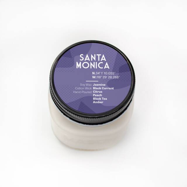 Santa Monica -- Scented Soy Candle California Bergamot Black Tea Currant Handmade Handpoured Mason Jar - image 1