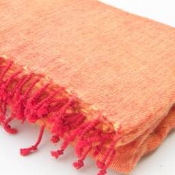 Yak Wool Blanket Rust Orange Travel Shawl, Nepal Hand-Loomed - thumbnail 4