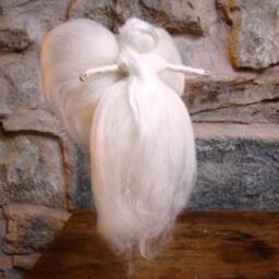 White Angel Tree Topper, Steiner Fairy, Felted Fairy Doll, Wool Christmas Silk Angel, Christmias Elf - thumbnail 3