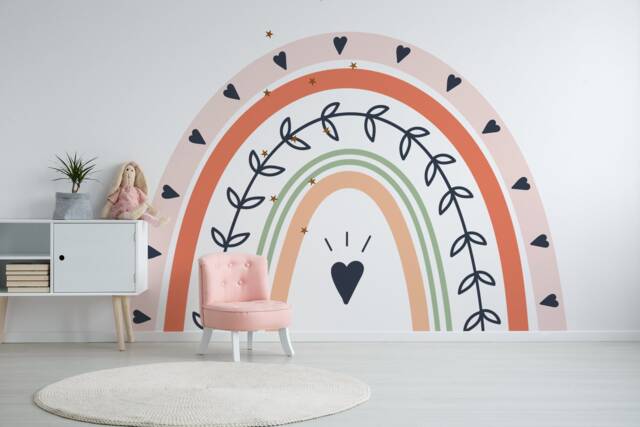 Pastel Rainbow Wall Decal Kids Room Decor, Vinyl Sticker - image 1
