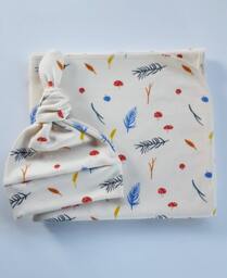 Mushrooms Organic Baby Blanket & Newborn Hat Set. Gender-Neutral Take-Home Shower Gift. Photo Prop