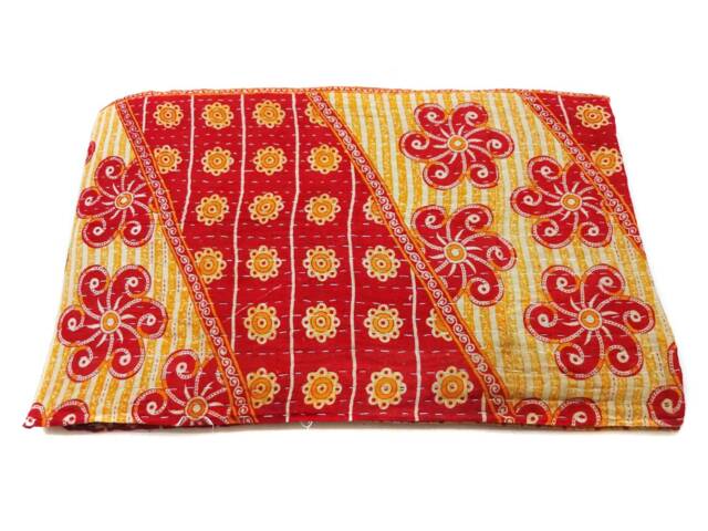 Fine Worl Kantha Quilt Indian Cotton Bedspread , Bedding , Bed Cover, Twin Size Bedding - image 1