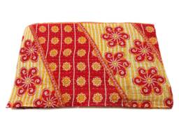 Fine Worl Kantha Quilt Indian Cotton Bedspread , Bedding , Bed Cover, Twin Size Bedding - thumbnail 1