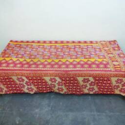 Fine Worl Kantha Quilt Indian Cotton Bedspread , Bedding , Bed Cover, Twin Size Bedding - thumbnail 2