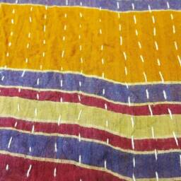Fine Worl Kantha Quilt Indian Cotton Bedspread , Bedding , Bed Cover, Twin Size Bedding - thumbnail 4