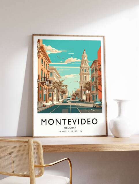 Montevideo Uruguay Travel Poster Colourful Vintage-style Print - image 1