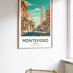 Montevideo Uruguay Travel Poster Colourful Vintage-style Print - thumbnail 2