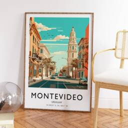 Montevideo Uruguay Travel Poster Colourful Vintage-style Print - thumbnail 3