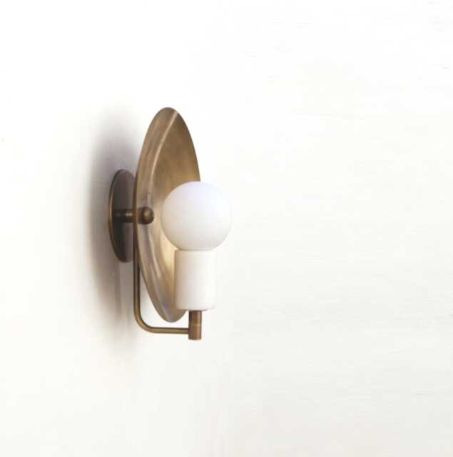 Brass Wall Sconce Light - With Brass & Alabaster Shade, Ul Listed, No.0210 - image 1