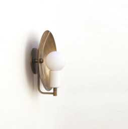 "Brass Wall Sconce Light - With 12"" Brass Shade & Alabaster Shade, Ul Listed, G9-4"