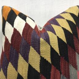 Vintage Kilim Pillow Cover 16x16, Bohemian Throw - thumbnail 2