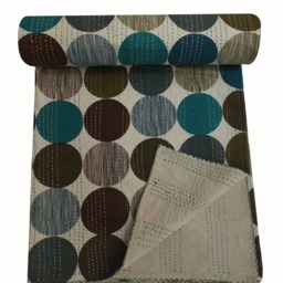 Handmade Kantha Quilt Bohemian Queen Size Bedspread - thumbnail 2