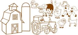 Farm Scene With Animals, Barn, & Tractor Vinyl Wall Decal For Nursery E00104 - thumbnail 1