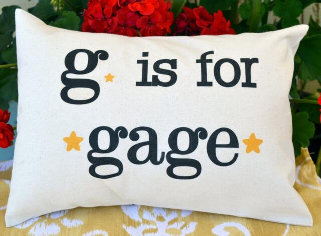 Personalized Baby Pillow, Decorative Stars, Hearts, Newborn Gift, Boy Kids Name Girl, New - Gage - image 1